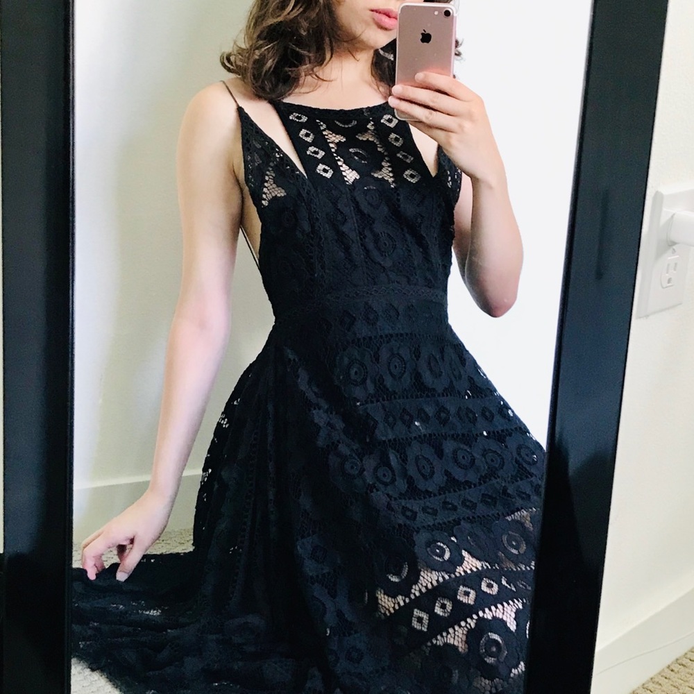NEW Free People Just Like Honey Black Lace Dress S - Picture 1 of 8